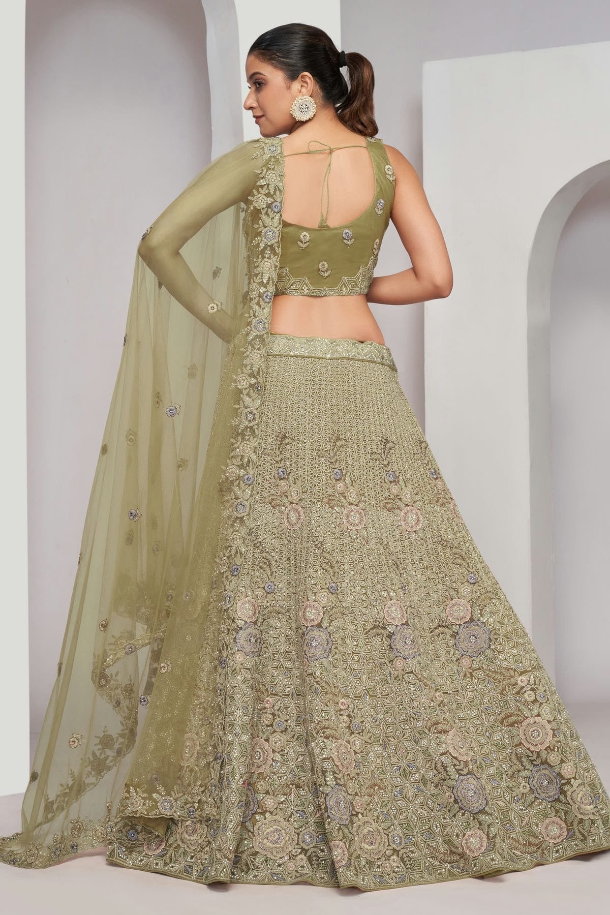 Green Colour Soft Net Lehenga Choli LC1030054 B