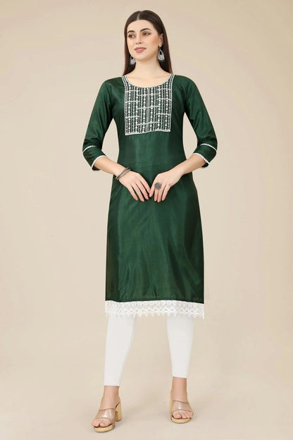 Green Colour Soft Silk Kurti KR1111020
