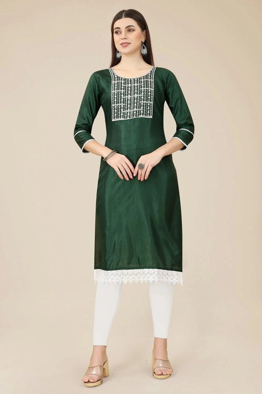 Green Colour Soft Silk Kurti KR1111020