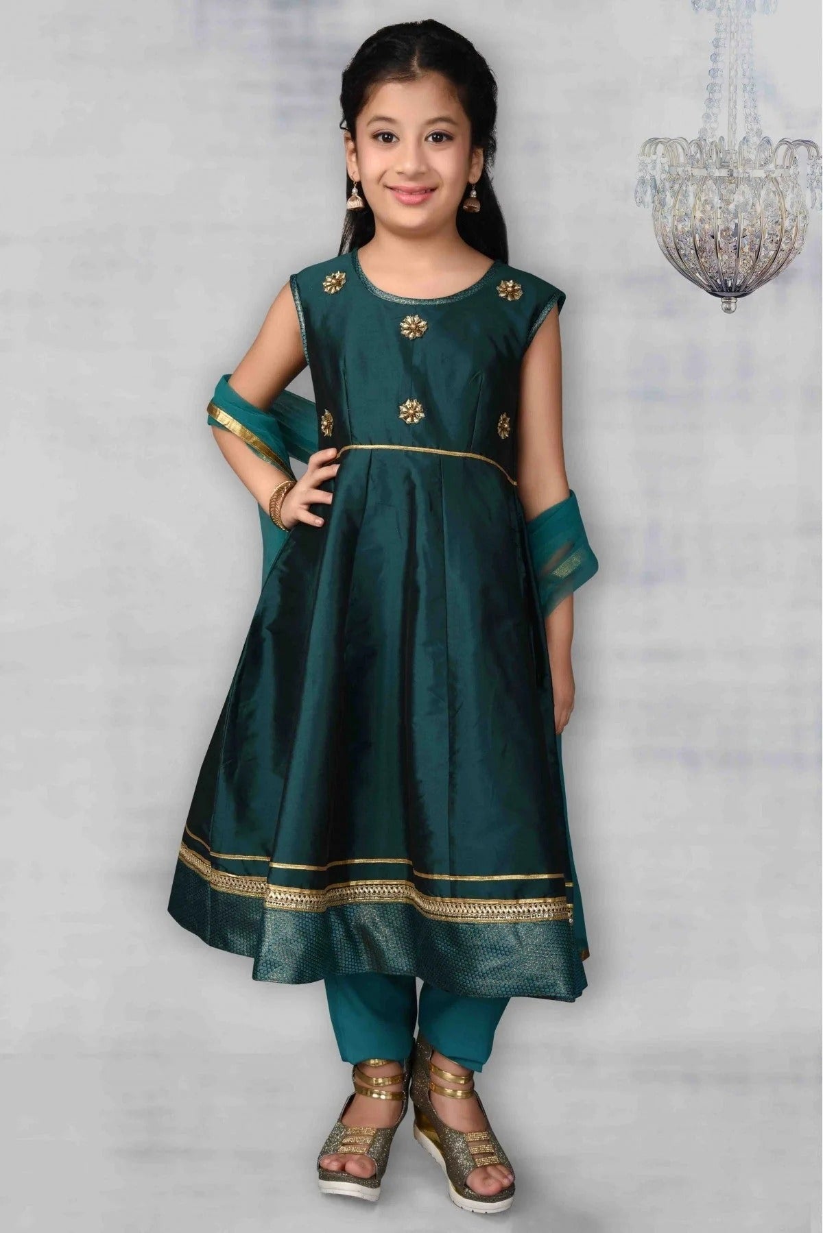 Green Colour Taffeta Embroidery Anarkali Suit GW1070049