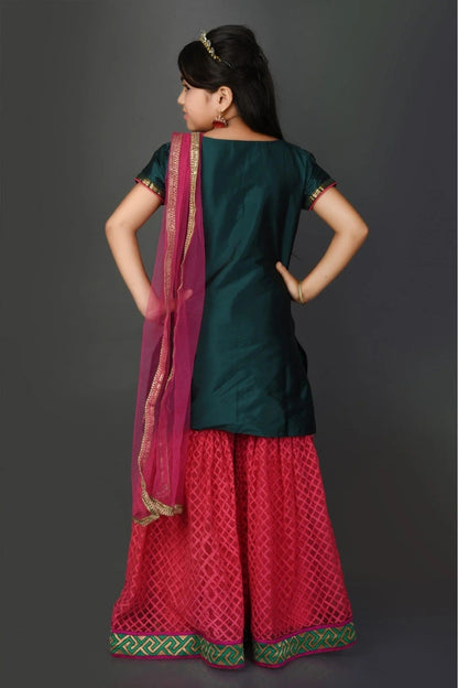 Green Colour Taffeta Embroidery Sharara Suit GW1070053 A