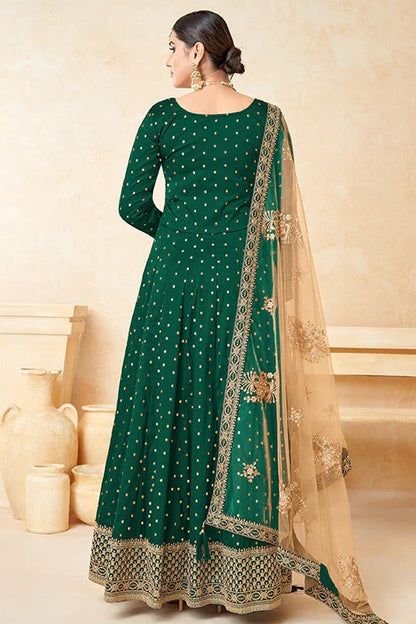 Green Colour Taffeta Silk Anarkali Suit SM1050349 B