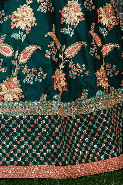 Green Colour Taffeta Silk Lehenga Choli LC1010024 C