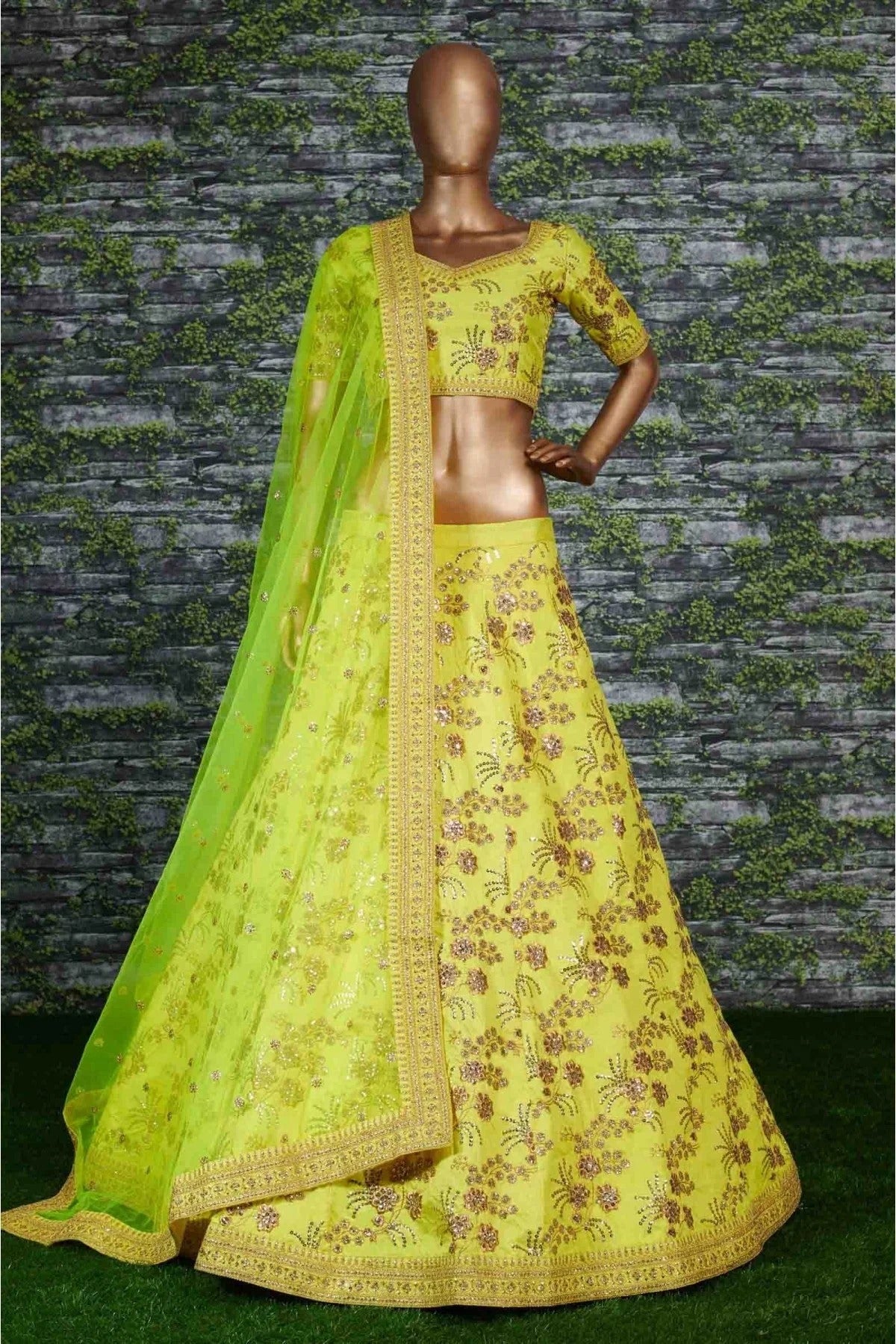 Green Colour Thai Silk Lehenga Choli LC1010019 A