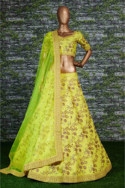 Green Colour Thai Silk Lehenga Choli LC1010019 A