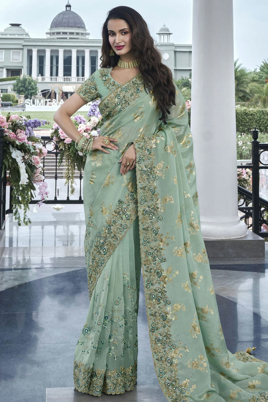 Green Colour Tissue Silk Designer Saree SD1110963