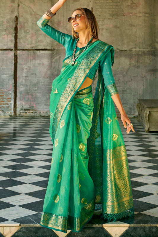 Green Colour Tissue Silk Saree SD1110301