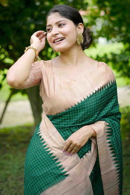 Green Colour Tussar Silk Traditional Saree SD1260070 B