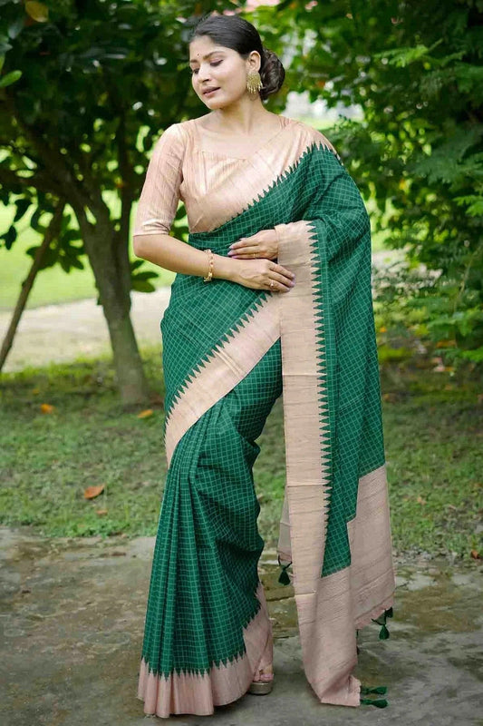 Green Colour Tussar Silk Traditional Saree SD1260070