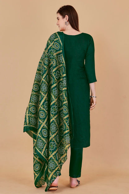 Green Colour Unstitched Banarasi Jacquard Fabric Straight Suit US1160983 A