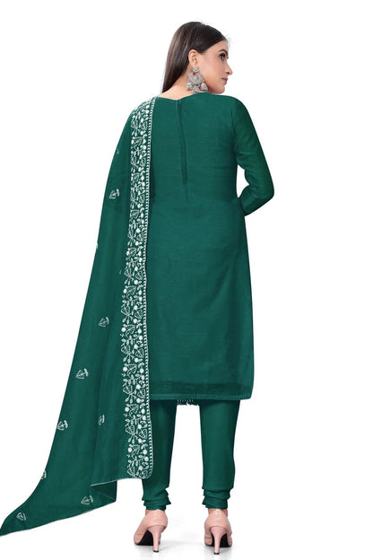 Green Colour Unstitched Chanderi Cotton Churidar Suit US1160685 A