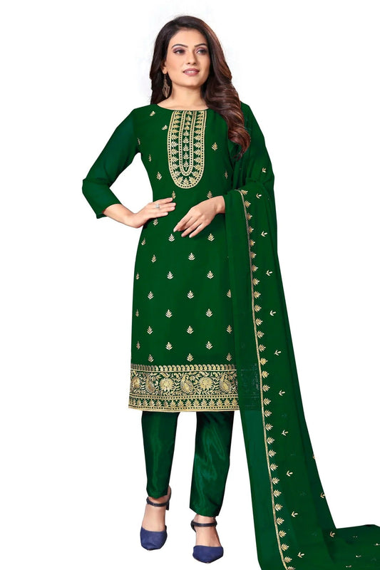 Green Colour Unstitched Faux Georgette Straight Suit US1160638