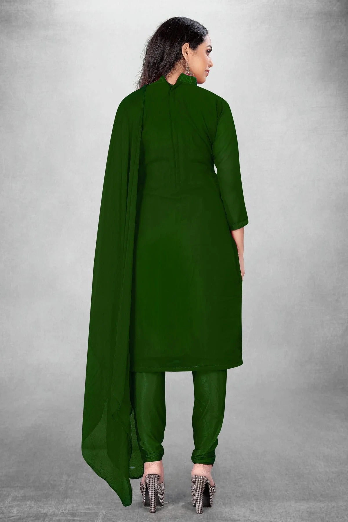 Green Colour Unstitched Georgette Churidar Suit US1160798 A