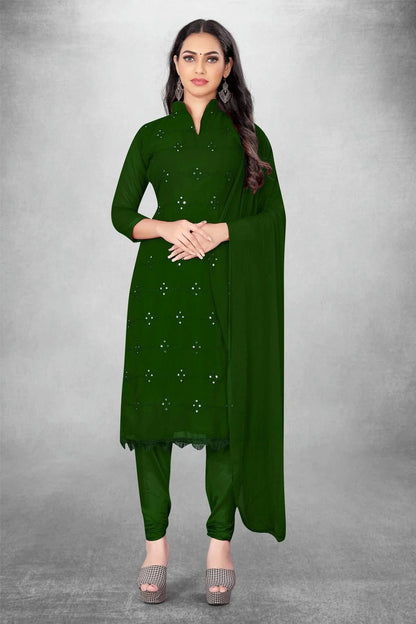 Green Colour Unstitched Georgette Churidar Suit US1160798