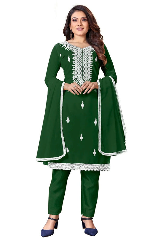 Green Colour Unstitched Georgette Straight Suit US1160627