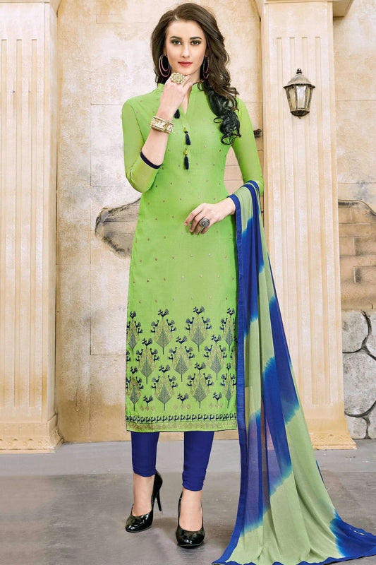 Green Colour Unstitched Modal Cotton Straight Suit US1161223