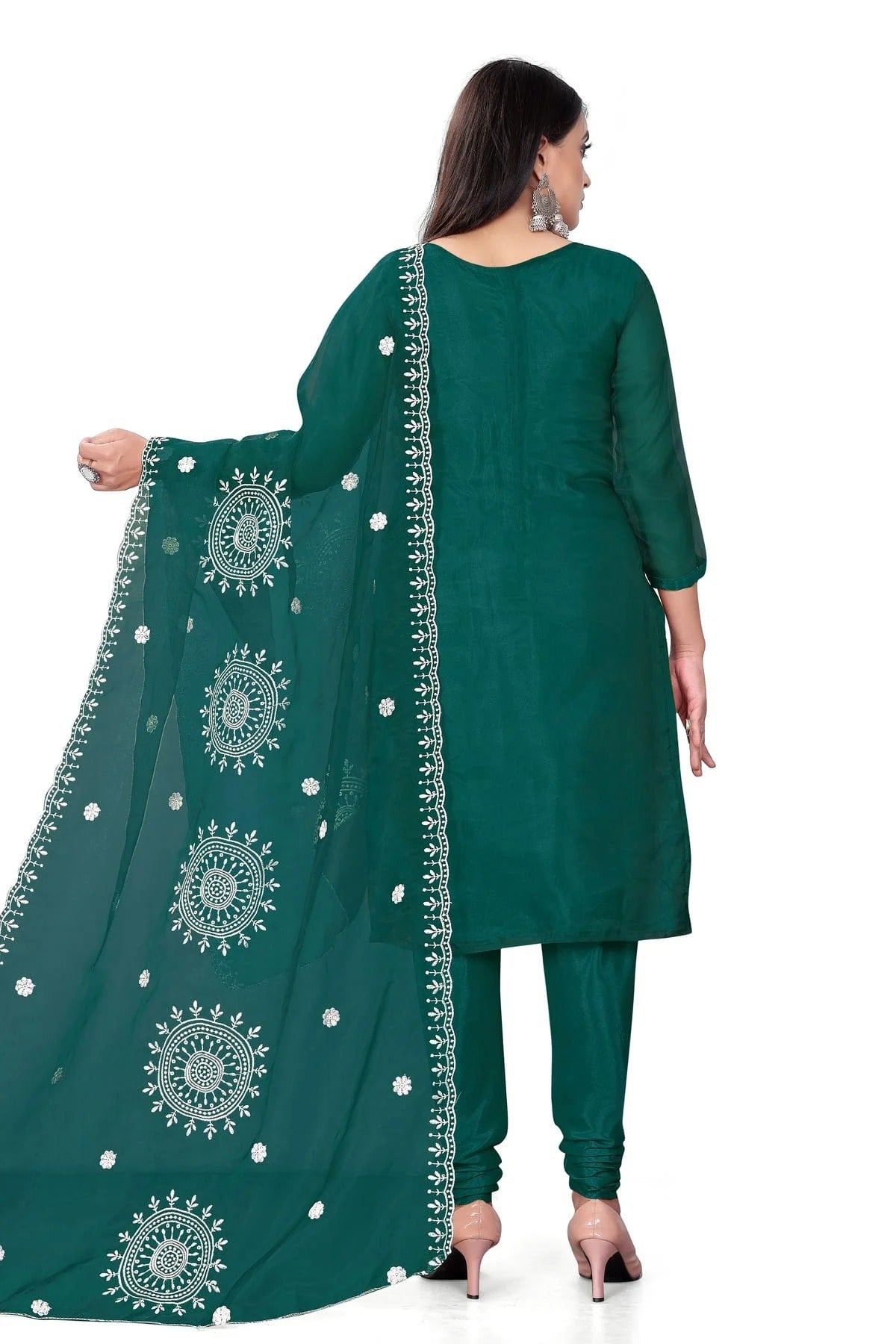 Green Colour Unstitched Organza Churidar Suit US1160706 A
