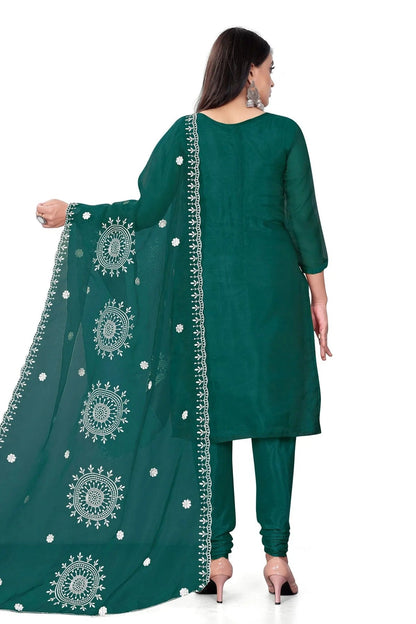 Green Colour Unstitched Organza Churidar Suit US1160706 A