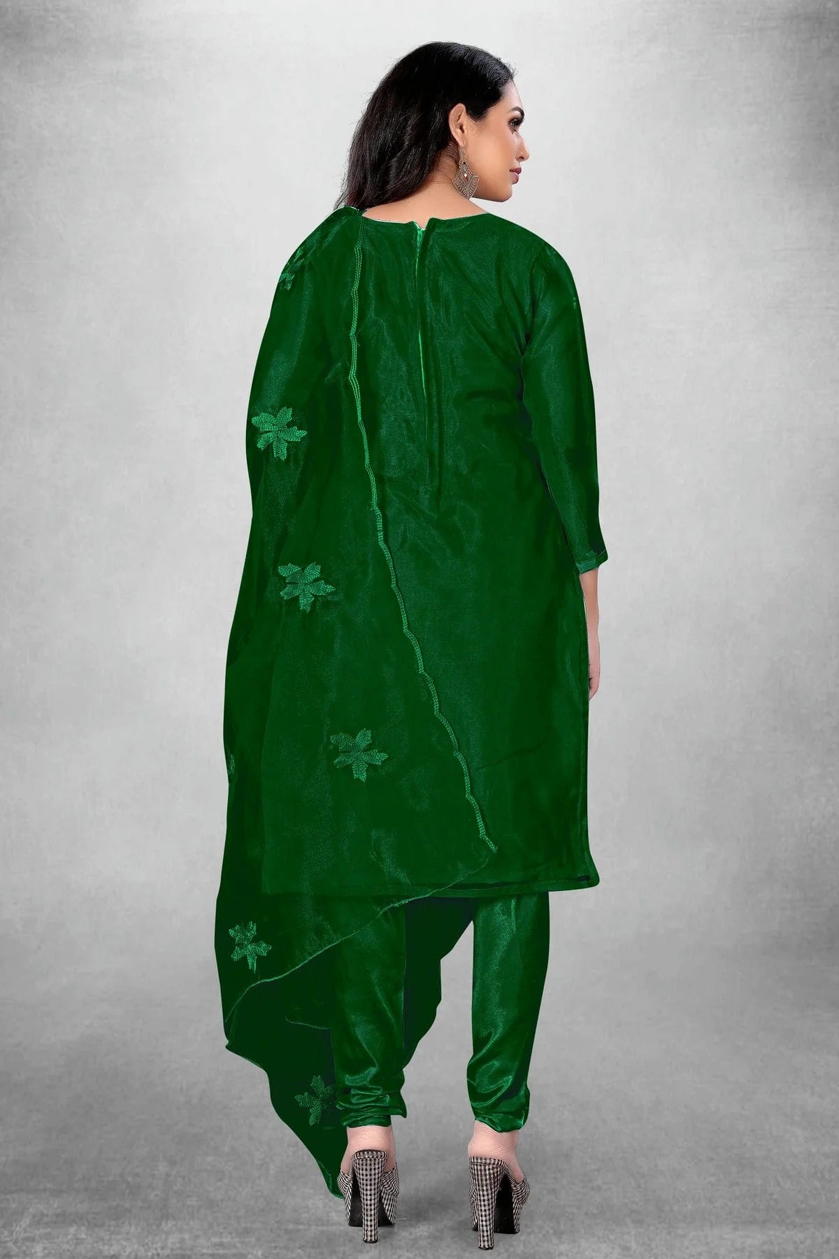 Green Colour Unstitched Organza Churidar Suit US1160776 A