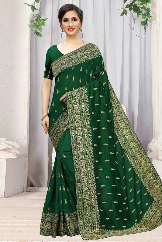 Green Colour Vichitra Silk Designer Saree SD1090070