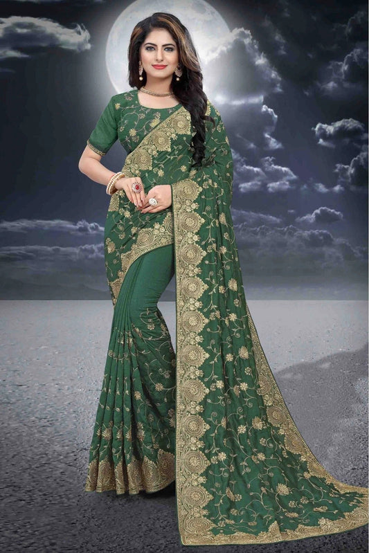 Green Colour Vichitra Silk Designer Saree SD1090087