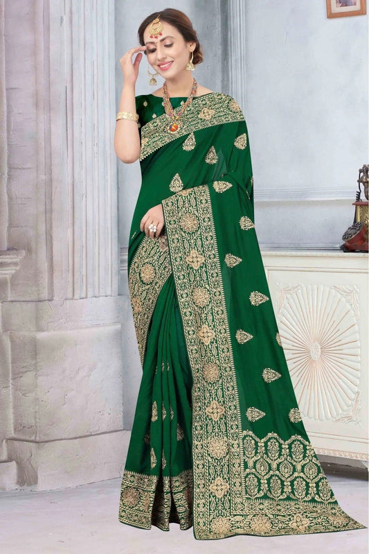 Green Colour Vichitra Silk Designer Saree SD1090177