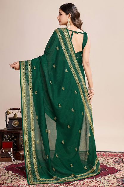 Green Colour Vichitra Silk Designer Saree SD1111808 A