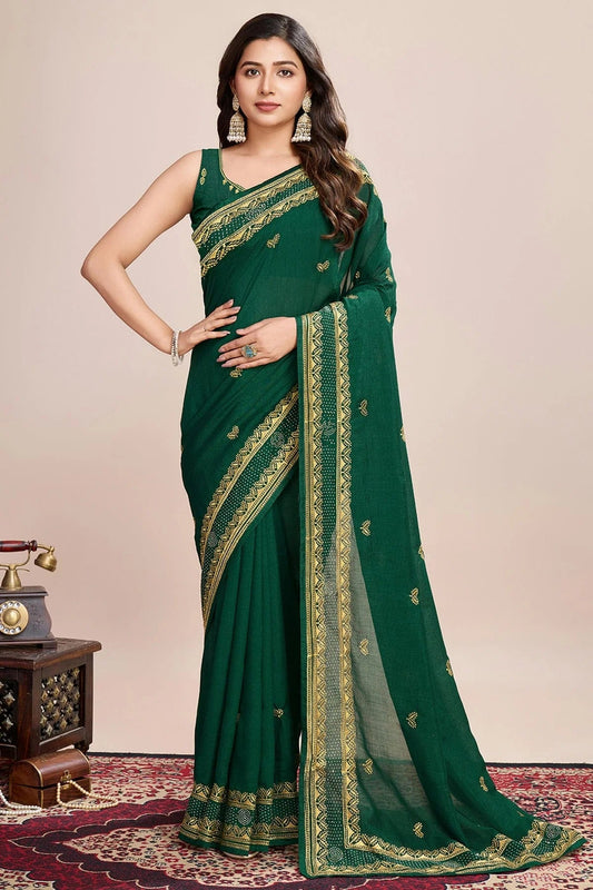 Green Colour Vichitra Silk Designer Saree SD1111808