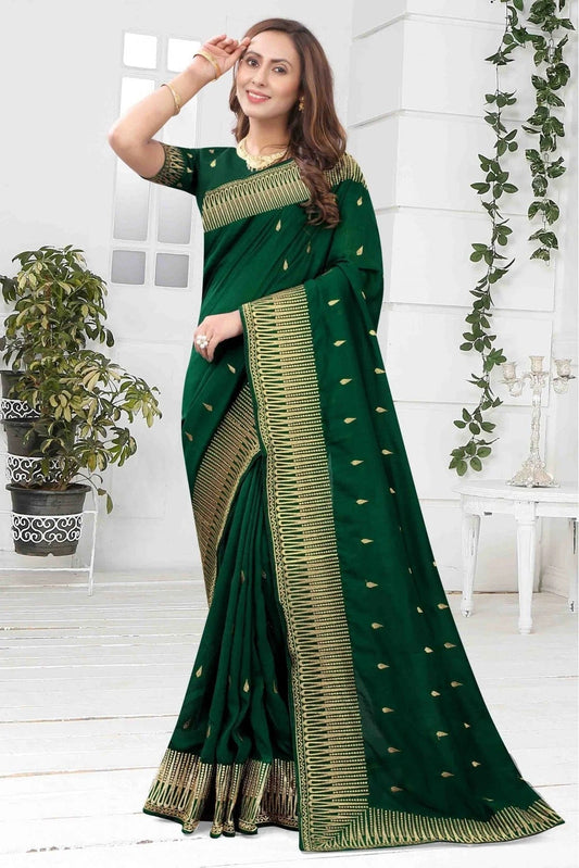 Green Colour Vichitra Silk Designer Saree SD1120143