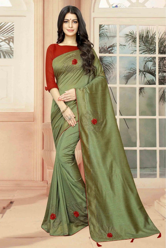 Green Colour Vichitra Silk Designer Saree SD1120503