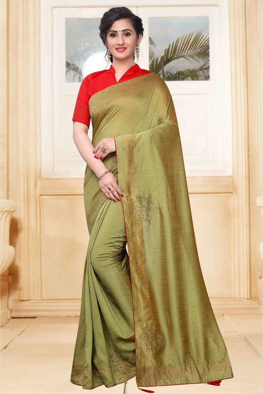 Green Colour Vichitra Silk Designer Saree SD1120620