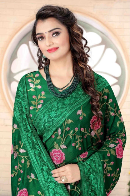 Green Colour Vichitra Silk Designer Saree SD1120722 A