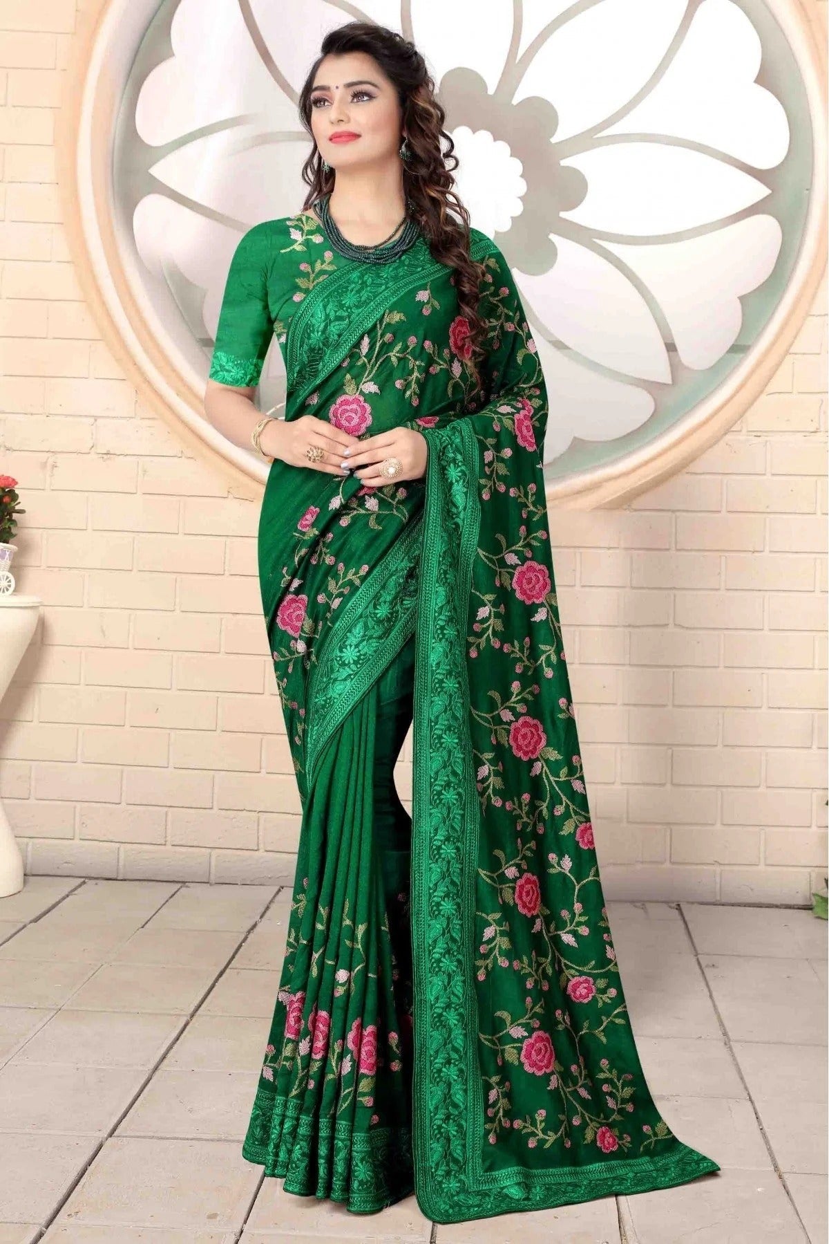 Green Colour Vichitra Silk Designer Saree SD1120722