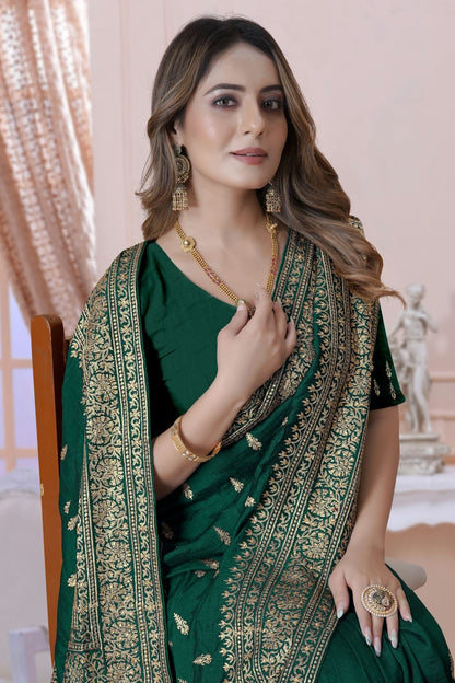 Green Colour Vichitra Silk Saree SD1090895 A