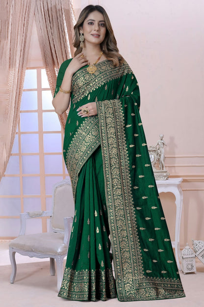 Green Colour Vichitra Silk Saree SD1090895