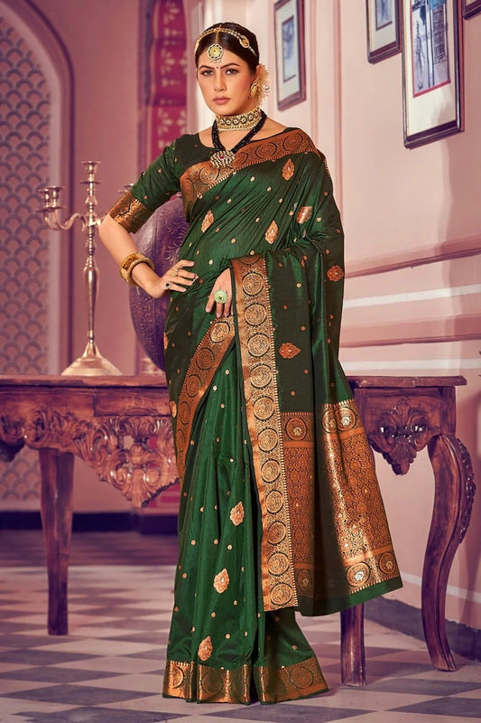 Green Colour Woven Work Banarasi Silk Saree SD1101401
