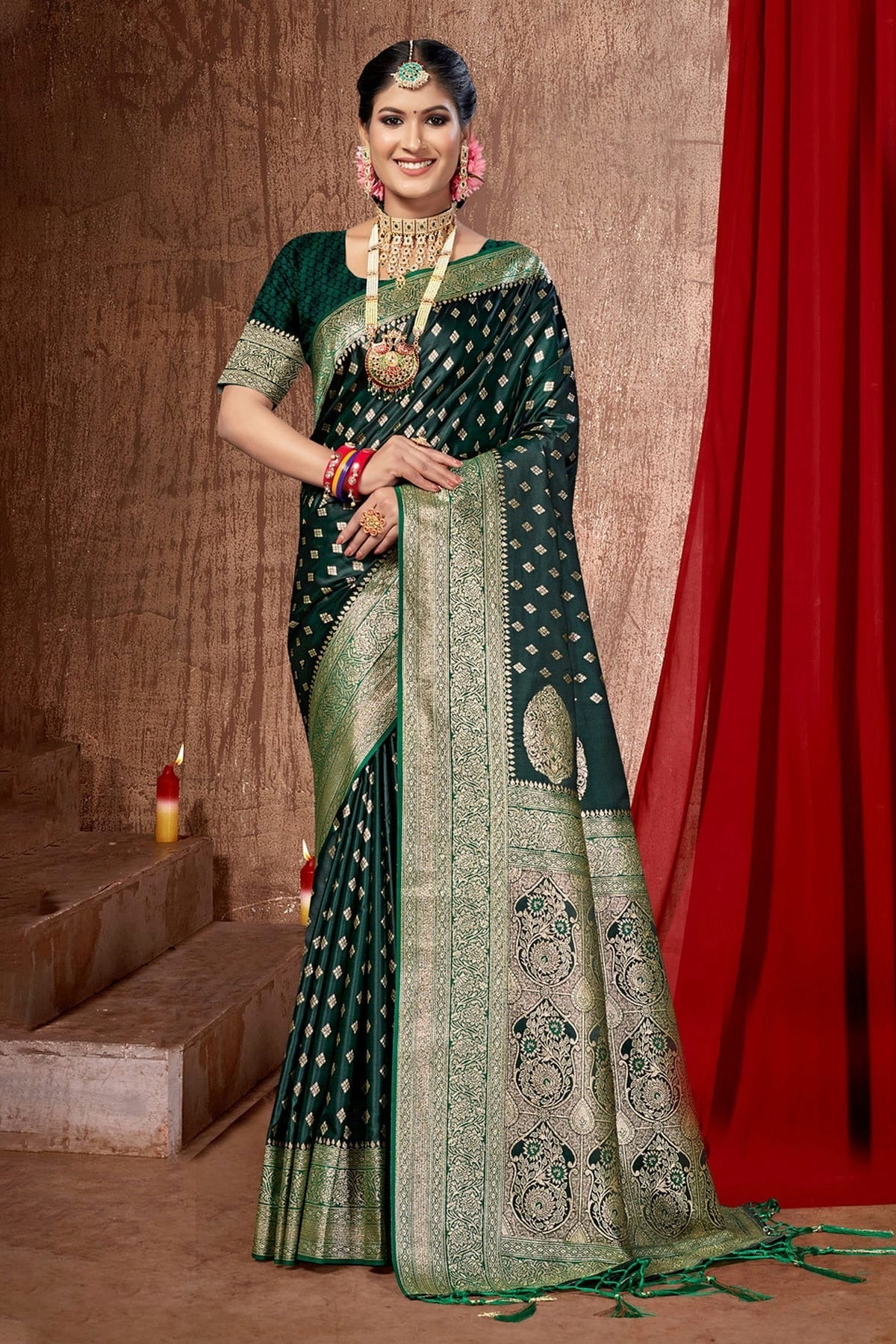 Green Colour Woven Work Banarasi Silk Saree SD1101524