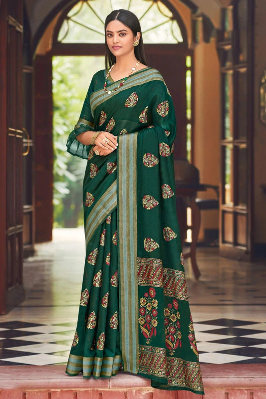 Green Colour Woven Work Chanderi Saree SD1101299