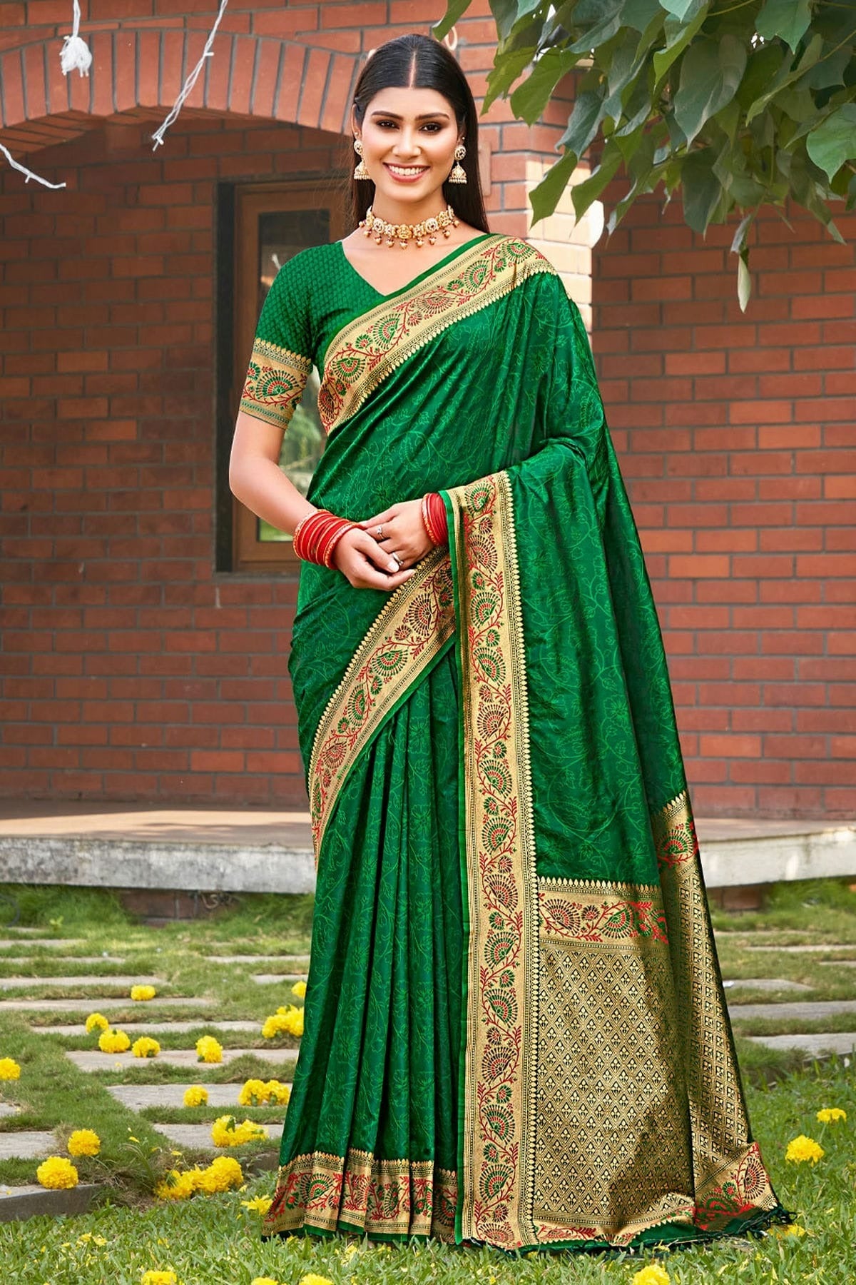 Green Colour Woven Work Kanjivaram Silk Saree SD1101714