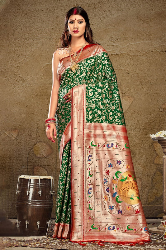 Green Colour Woven Work Paithani Silk Saree SD1101414