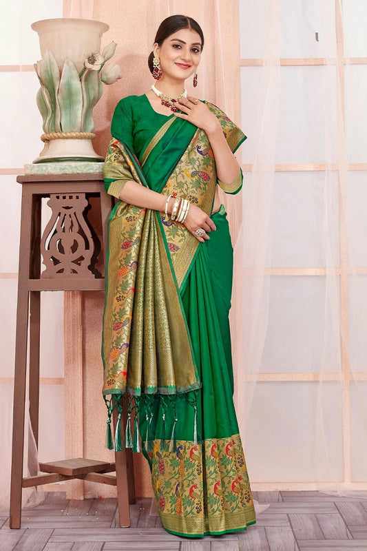 Green Colour Woven Work Paithani Silk Saree SD1101639