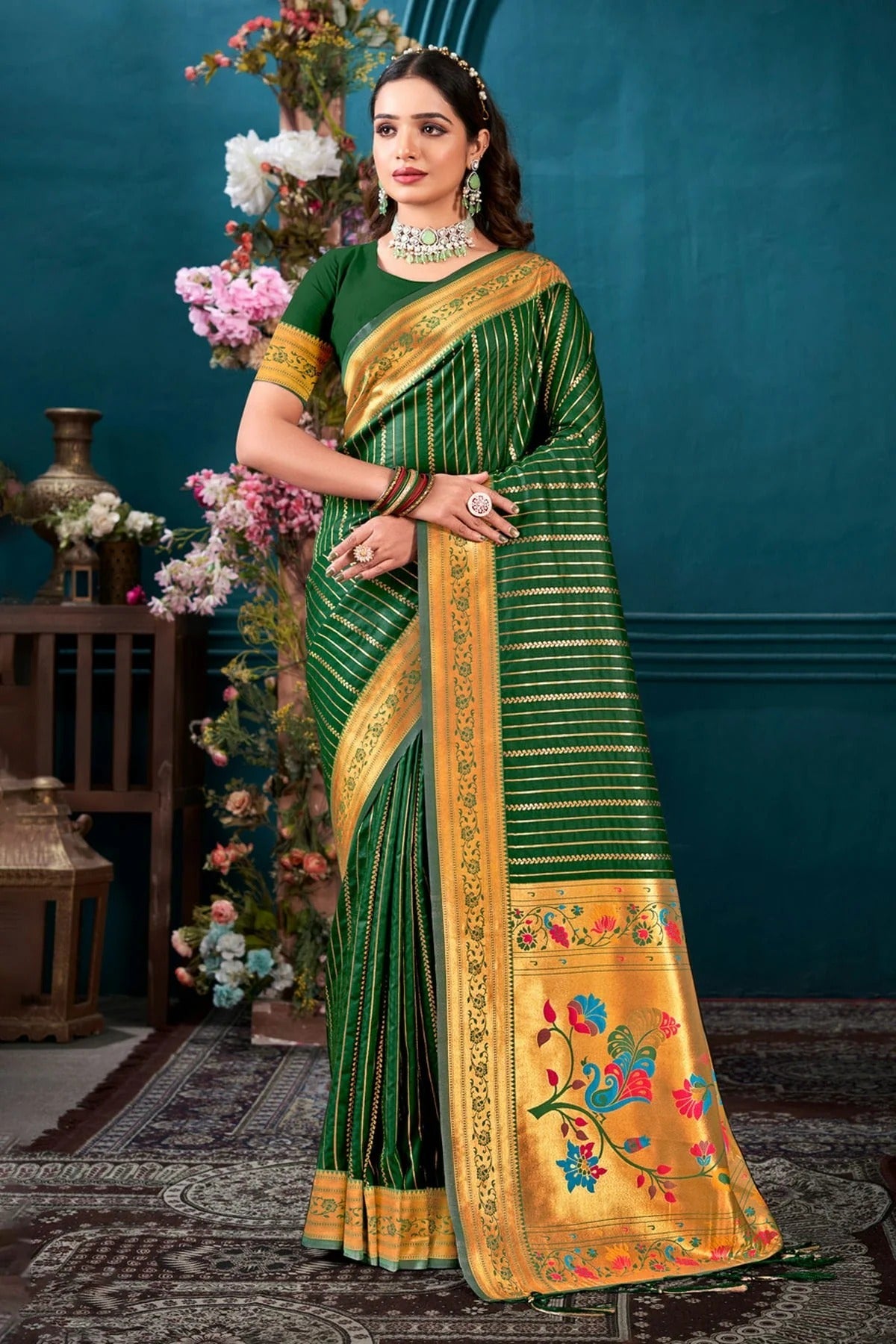 Green Colour Woven Work Paithani Silk Saree SD1101832