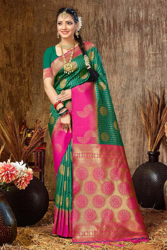 Green Colour Woven Work Silk Saree SD1101645