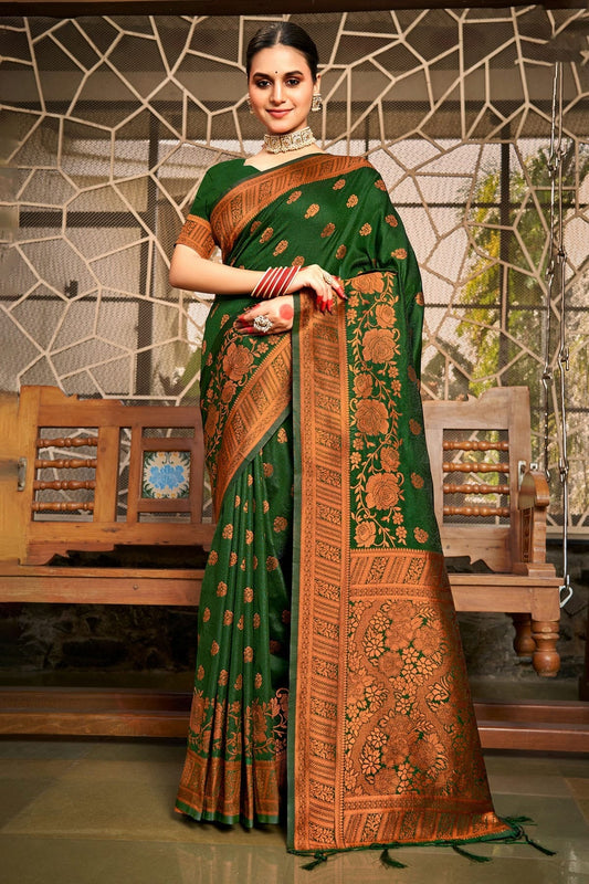 Green Colour Woven Work Silk Saree SD1101815