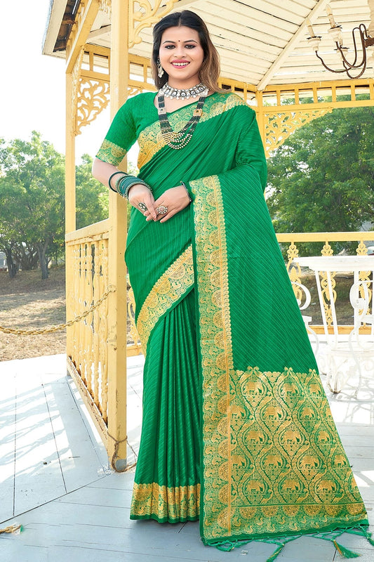 Green Colour Woven Work Silk Saree SD1102127