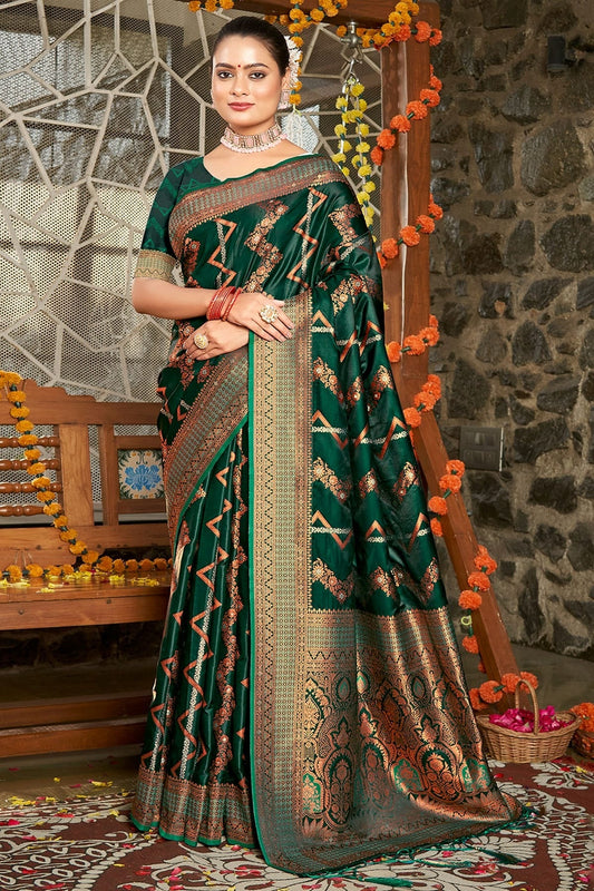 Green Colour Woven Work Silk Saree SD1102165