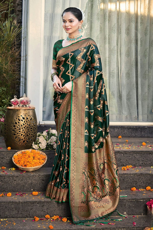 Green Colour Woven Work Silk Saree SD1102167
