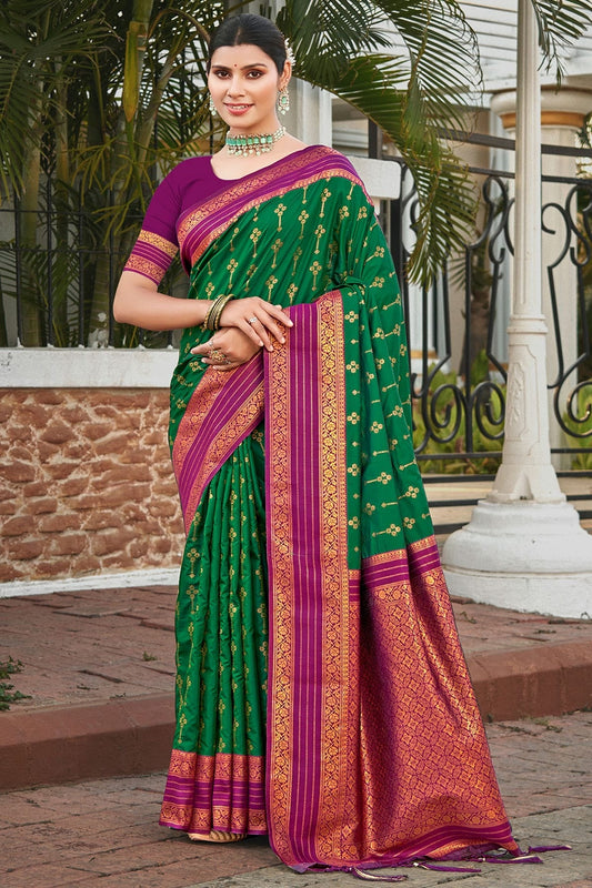 Green Colour Woven Work Silk Saree SD1102220
