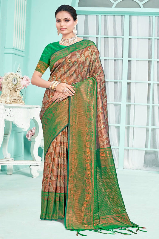 Green Colour Woven Work Silk Saree SD1102285