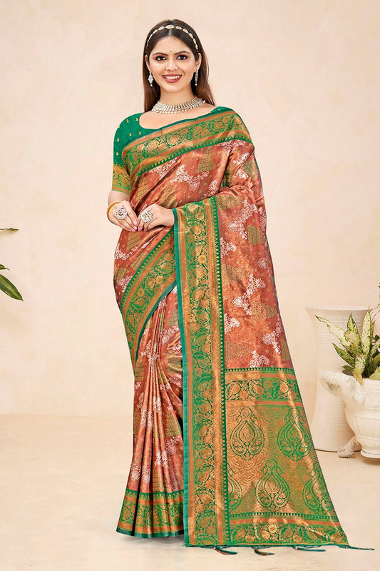 Green Colour Woven Work Silk Saree SD1102290